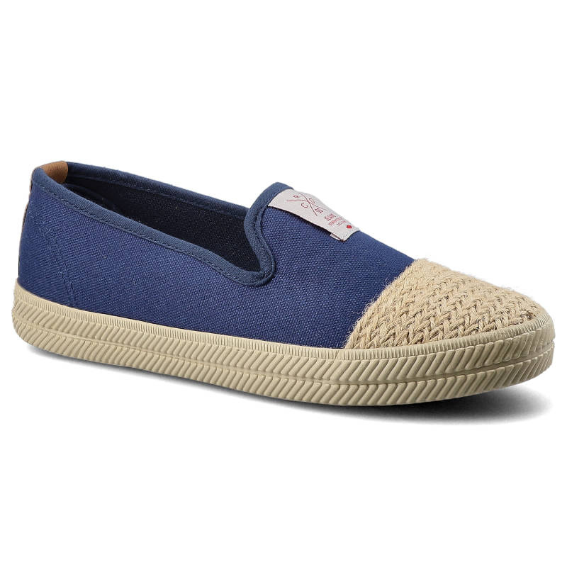 Espadryle damskie Cross Jeans, z materiałową cholewką plecionym wzmocnieniem na nosku i lekką elastyczną podeszwą, granatowe, DD2R4046C