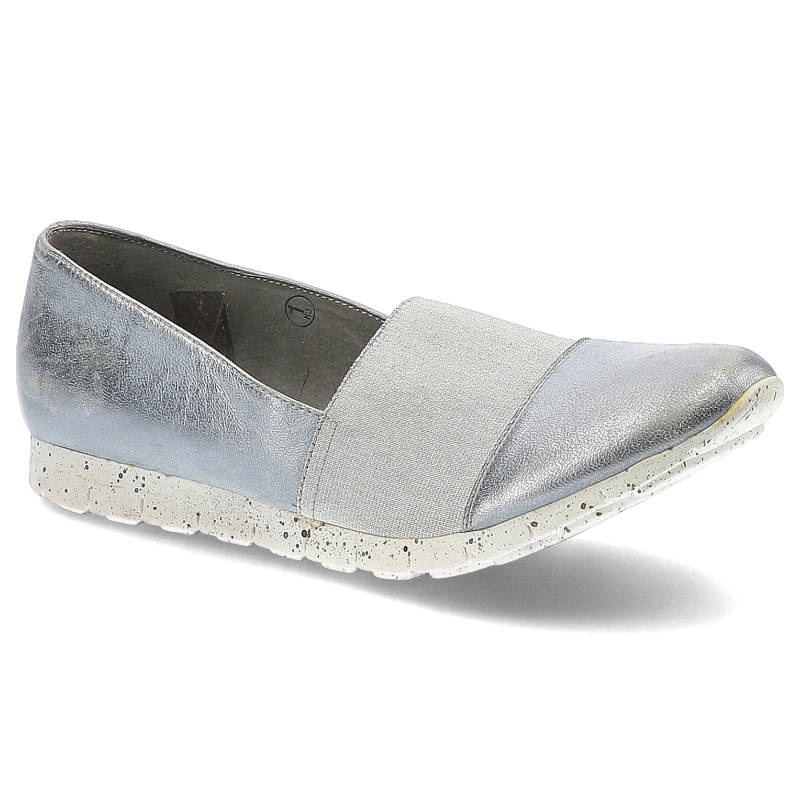 Półbuty damskie Maciejka, wsuwane ze skóry licowej z gumką mocującą, błękitne, 02962-34-00-5