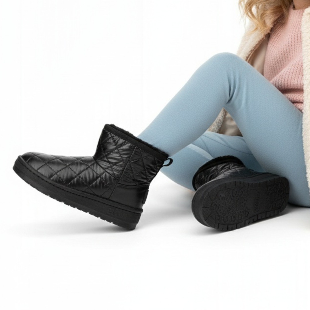 Śniegowce damskie Big Star, cholewka z pikowanego materiału z ociepleniem i miękkim wykończeniem przy krawędzi gruba jednolita podeszwa, czarne, KK37