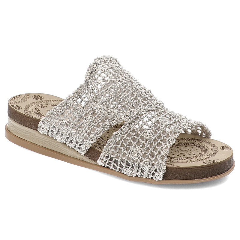 Beżowe Klapki Artiker Relax Eleganckie Obuwie Damskie