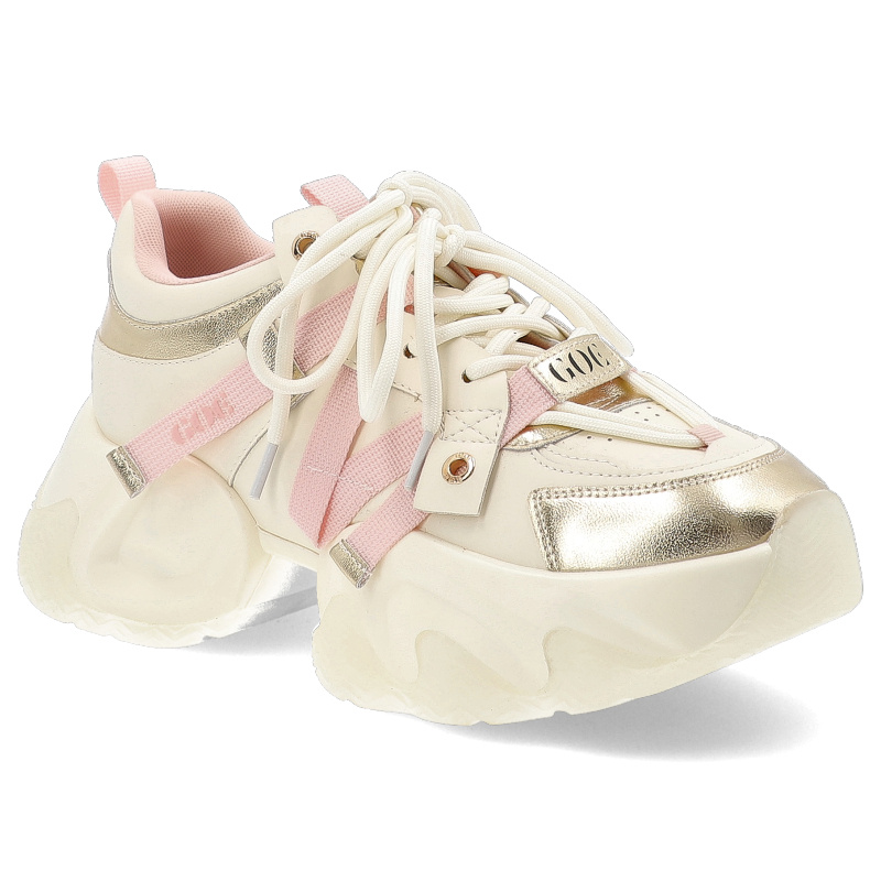 Beżowe Sneakersy GOE Modne Obuwie Damskie Na Solidnej Podeszwie