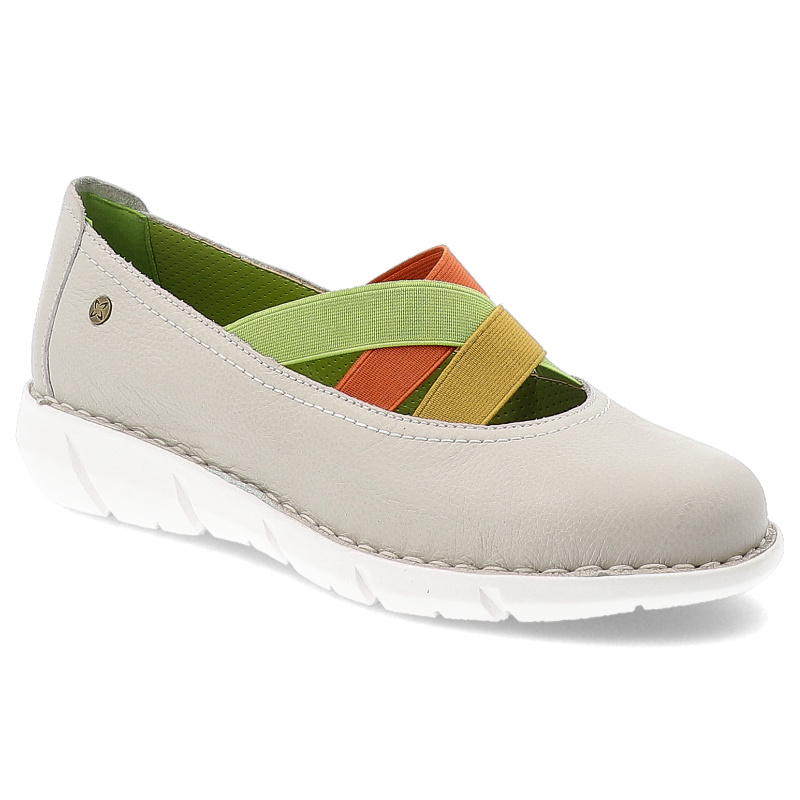 Półbuty damskie Maciejka, na platformie skórzane wsuwane z gumkami i z okrągłym noskiem, jasny popiel, P6814