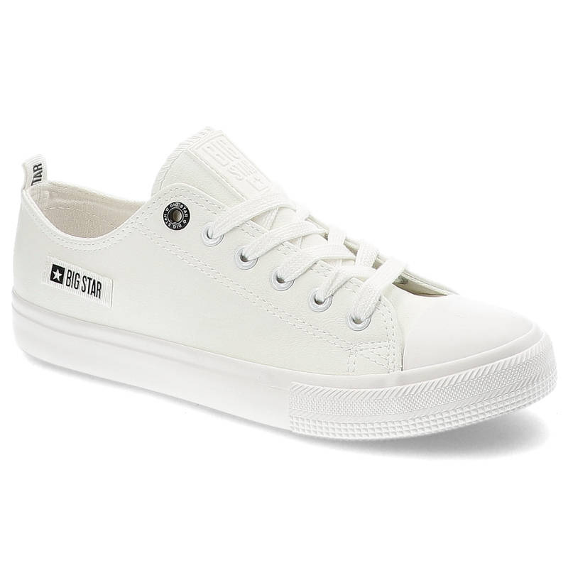 Trampki damskie Big Star, niska cholewka z materiału sznurowanie gumowa podeszwa lekka konstrukcja, biały, KK274010