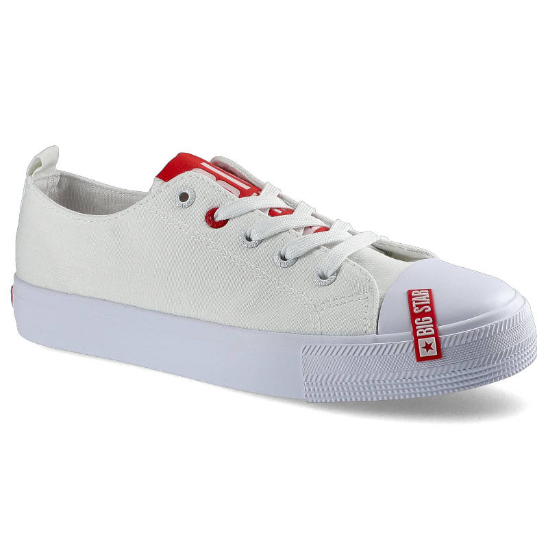 Trampki damskie Big Star, z materiałową cholewką wiązaniem na oczka gumowym noskiem i podwyższoną elastyczną podeszwą, białe, HH274675