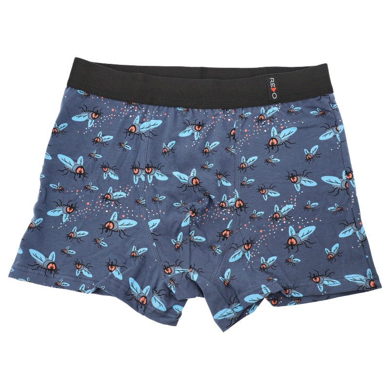 Bokserki męskie Redo, bawełniane w muchy we wzorki elastyczne i wygodne, granatowe, 1BE-827