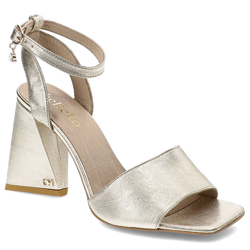 Złote Eleganckie Sandały Chebello Obuwie Damskie Ze Skóry Naturalnej