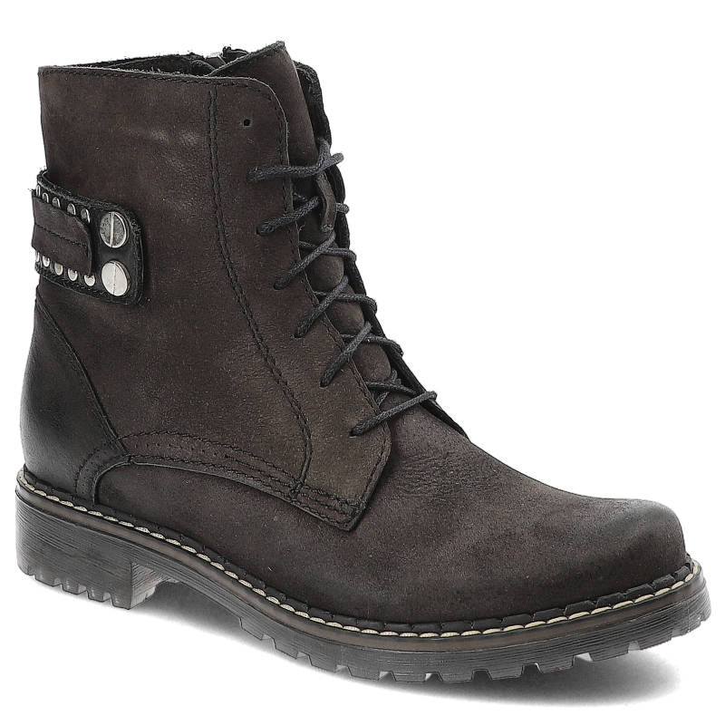 Botki damskie Simen, skórzane i na solidnej podeszwie, czarne, 8238-S04