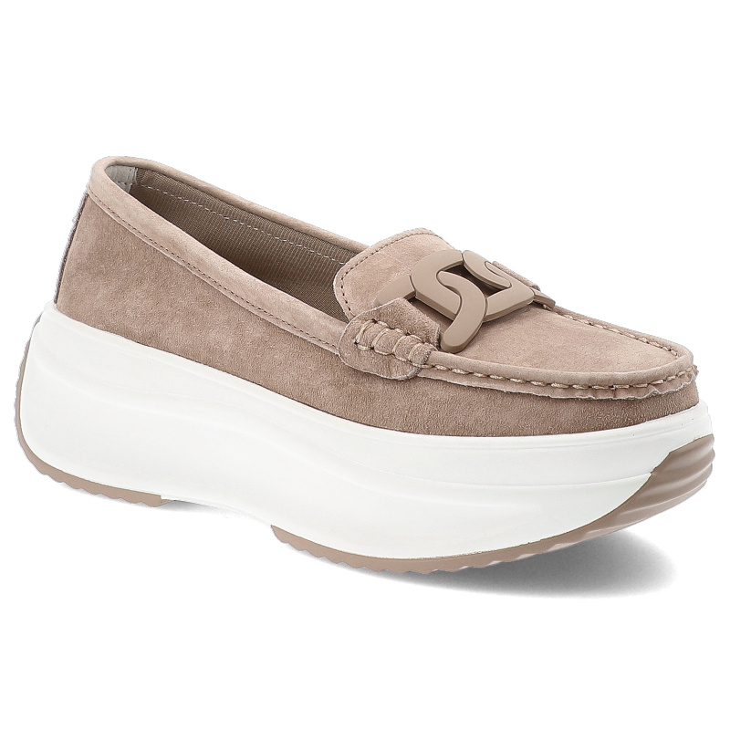 Beżowe Półbuty Filippo Stylowe Obuwie Damskie Na Platformie