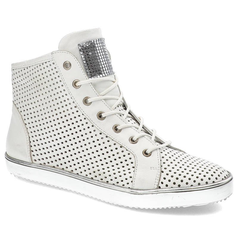 Botki damskie Carinii, sportowe zapinane na suwak, białe, B3132_-967-000-PSK-A48