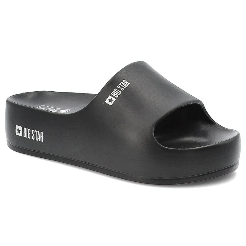 Klapki damskie Big Star, wodoodporne na grubej platformie profilowane na basen na wakacje, czarne, SS274721