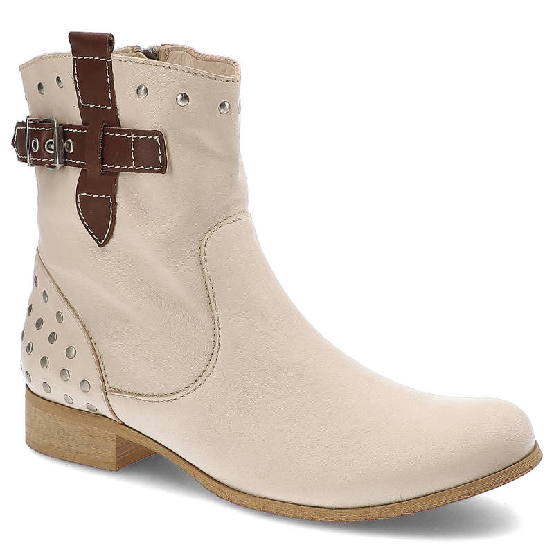 Botki damskie Simen, ze skóry licowej i zapinane na zamek, brązowe, 6276-003-C-Brown