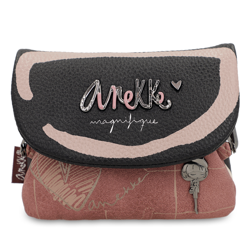 Portfel damski Anekke, portmonetka mała kompaktowa we wzorki na bilon, beżowy, 41819-016