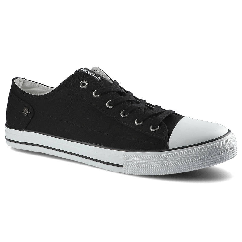 Trampki męskie Big Star, materiałowa sznurowana cholewka na klasycznym płaskim gumowym spodzie, czarne, DD174273SS20R47