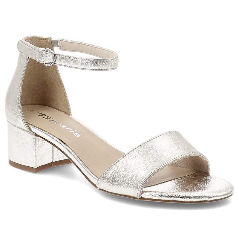 Srebrne Sandały Tamaris Eleganckie Obuwie Damskie Na Obcasie