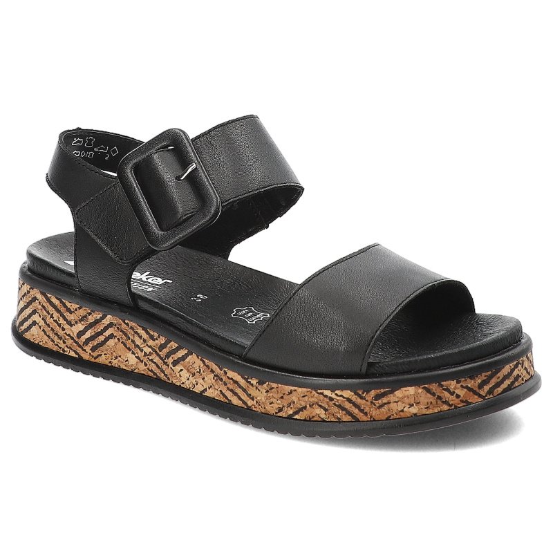 Czarne Sandały Rieker Modne Obuwie Damskie