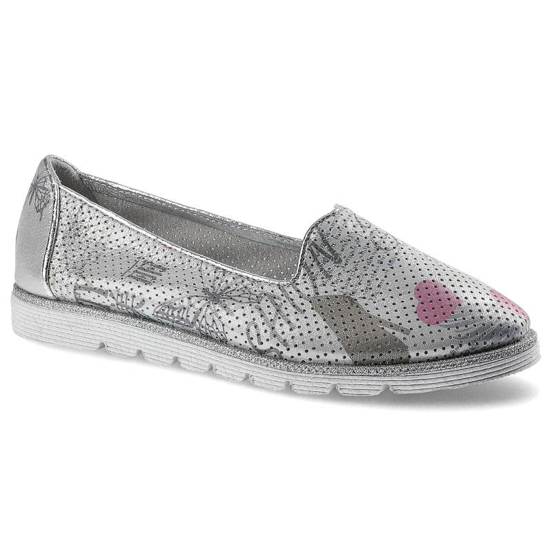 Półbuty damskie Lanqier, wsuwane i na płaskiej podeszwie, perłowo-wielokolorowe, 44C0302