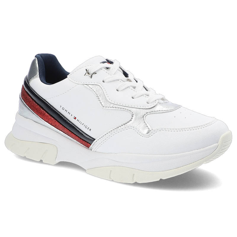 Sneakersy unisex Tommy Hilfiger, cholewka ze skóry ekologicznej wnętrze wykończone materiałem sznurowanie podeszwa profilowana , białe, T3A4-31175