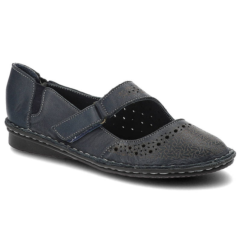 Półbuty damskie Lanqier, ażurowe oddychające i zapinane na rzep, granatowe, 40C1235