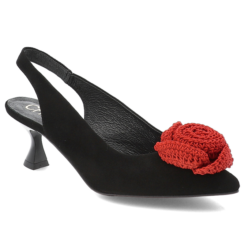 Czarne Sandały Chebello Eleganckie Obuwie Damskie Róża