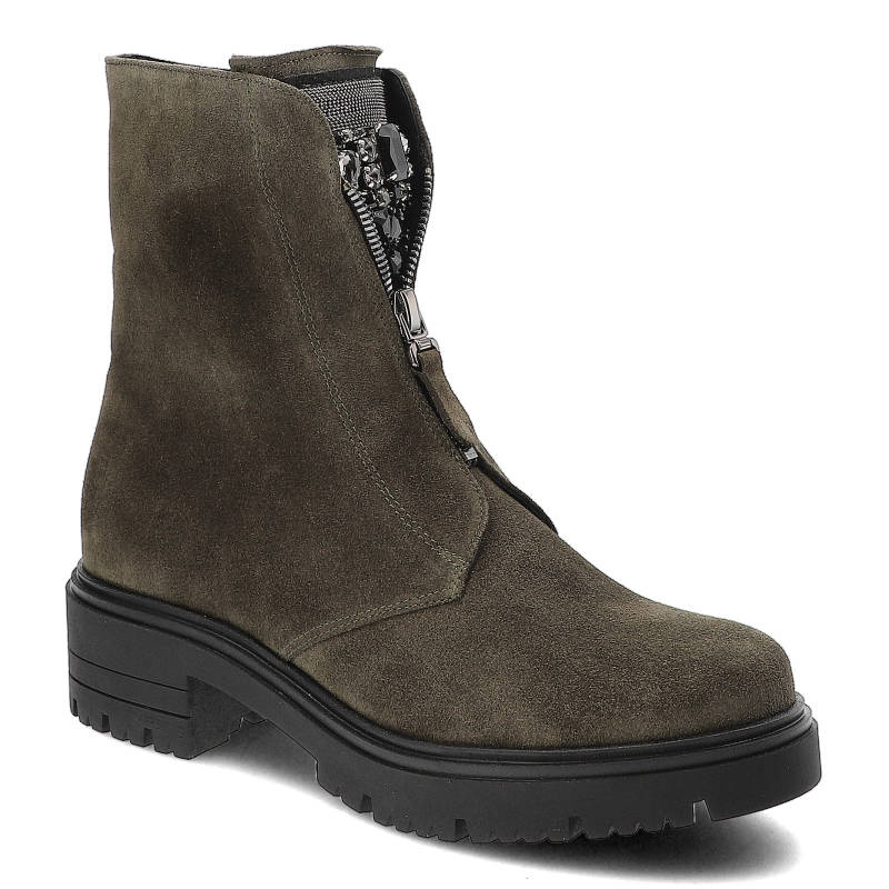 Zielone Botki Armodo Damskie Modne Obuwie