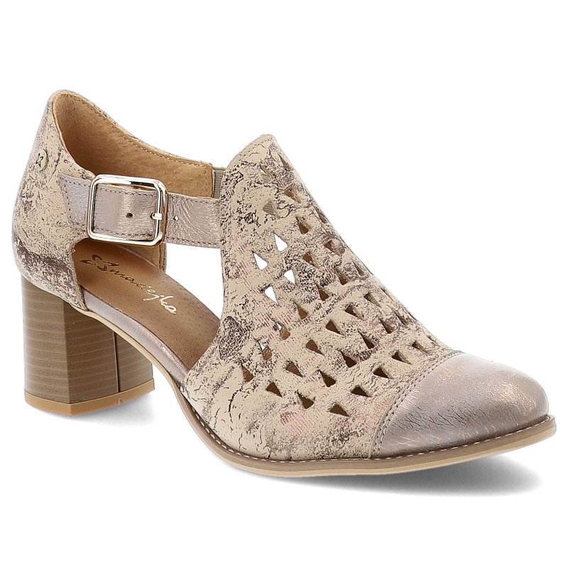 Beżowe Półbuty Maciejka Modne Obuwie Damskie