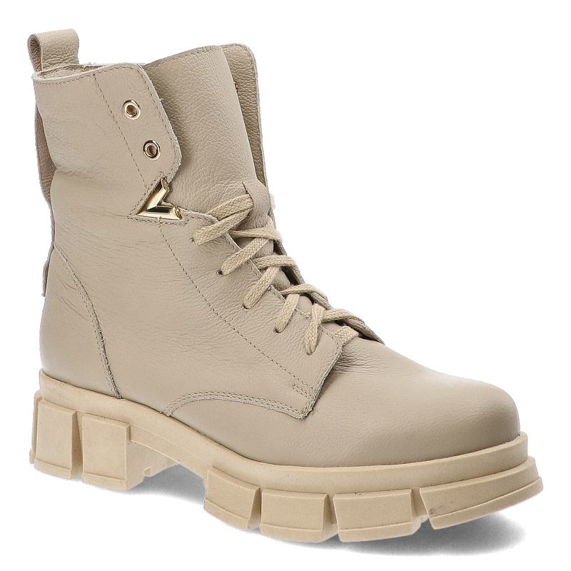 Beżowe Botki Armodo Modne Obuwie Damskie