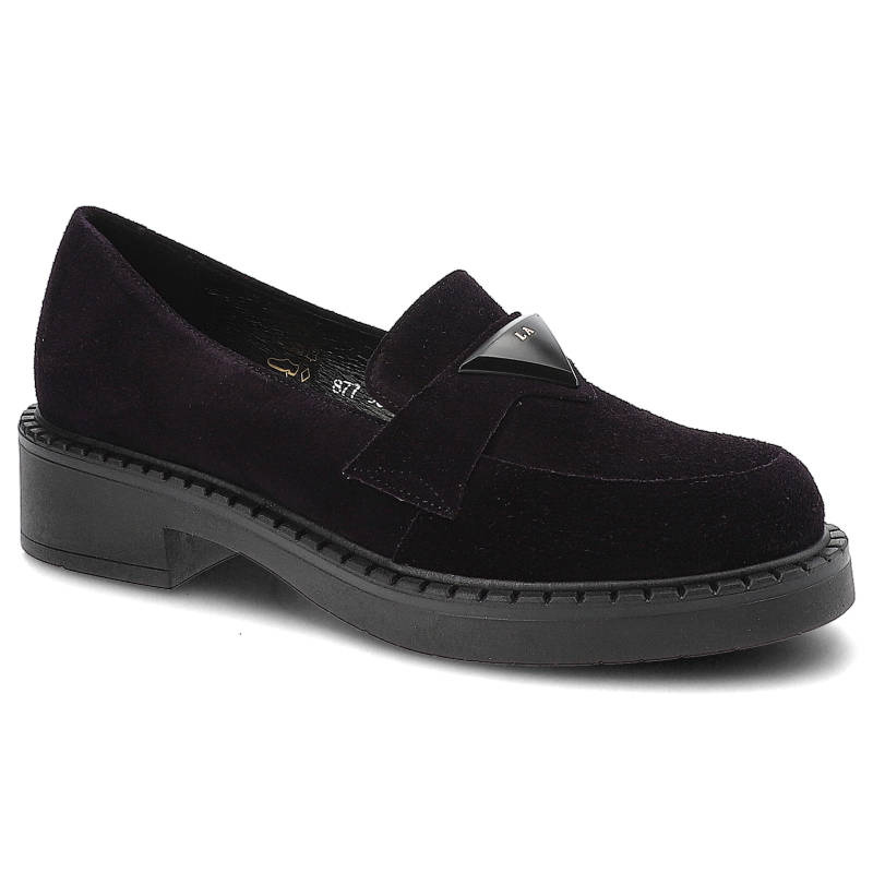 Mokasyny damskie Lamanti, naturalna skóra zamszowa skórzana wkładka i wnętrze wsuwana konstrukcja, ciemnofioletowe, 877