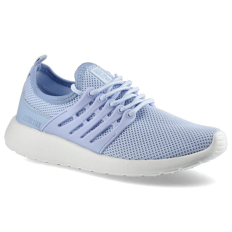 Sneakersy damskie Big Star, materiał tekstylny o siatkowej strukturze z elementami skór ekologicznych z klasycznym sznurowaniem elastyczną cholewką o