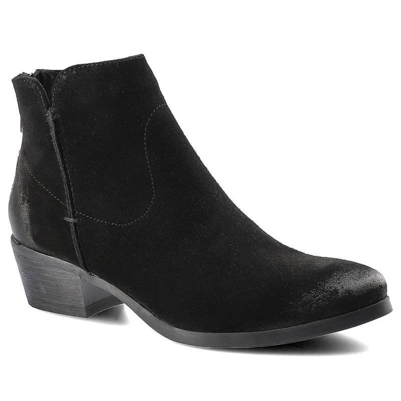 Botki damskie Carinii, na obcasie i zapinane na suwak, czarne, B5120_-H20-000-000-D56