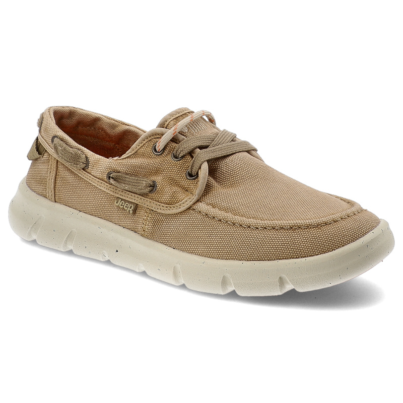 Półbuty męskie Jeep, materiałowe wsuwane na platformie wsuwane, beżowe, JM51000A-025