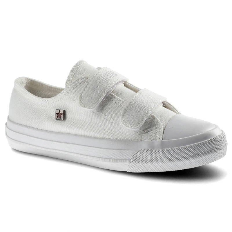 Trampki unisex Big Star, wykonane z materiału tekstylnego typu canvas z zapięciem na podwójne rzepy gumowym noskiem, białe, FF374096
