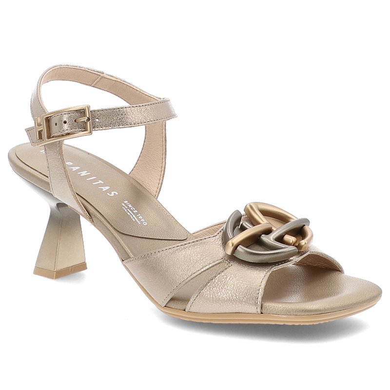 Beżowe Sandały Hispanitas Eleganckie Obuwie Damskie Na Obcasie