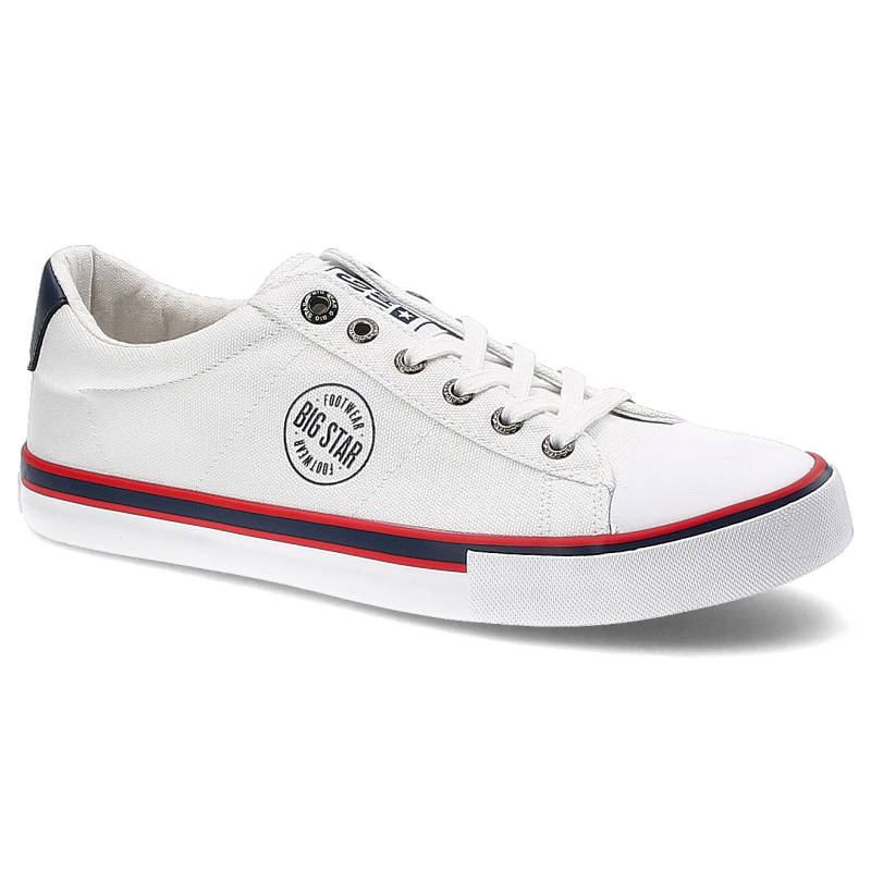 Trampki męskie Big Star, z tekstylną cholewką sznurowaniem na metalowych oczkach i gumowym noskiem, białe, JJ174134