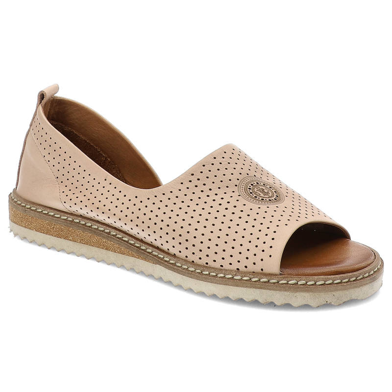 Sandały damskie Artiker, perforowane z miękkiej skóry naturalnej, złote, 44C0687