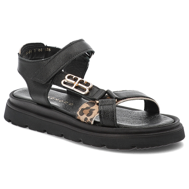 Czarne Sandały Armodo Modne Obuwie Damskie Panterka