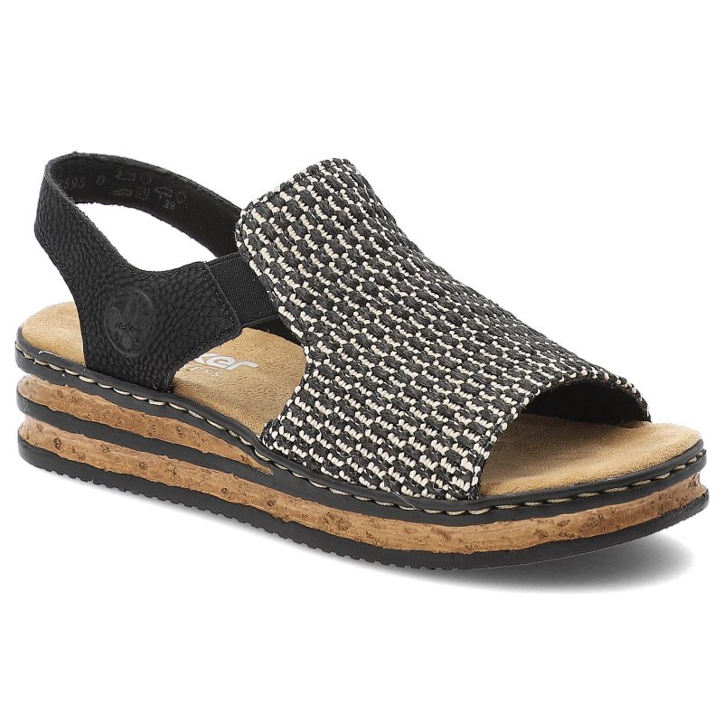 Czarne Sandały Rieker Modne Obuwie Damskie