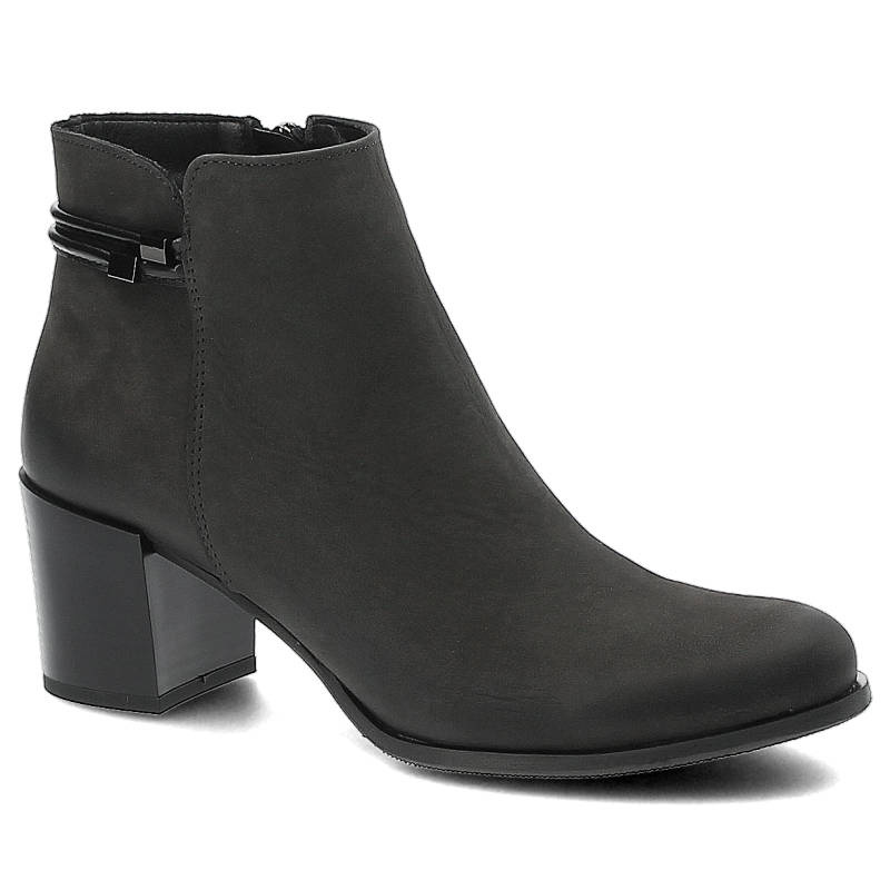 Botki damskie Gamis, eleganckie na stabilnym obcasie, grafitowe, 3511