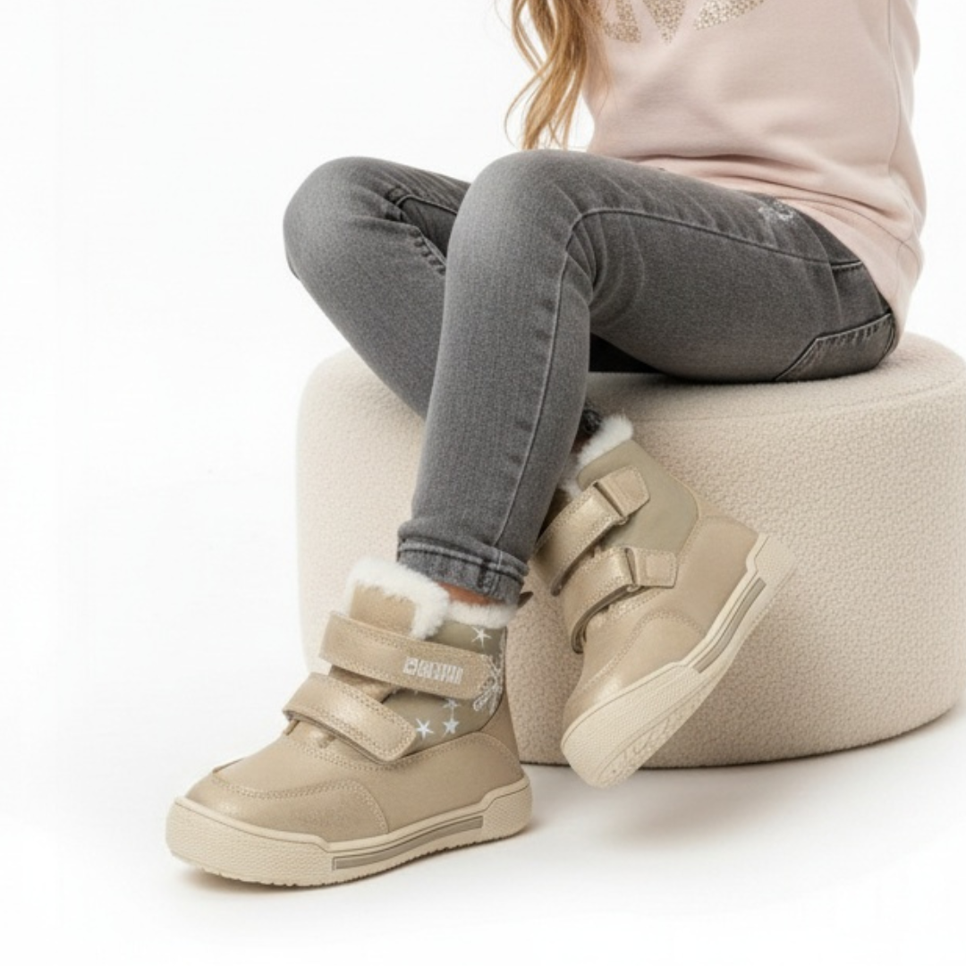 Złote Śniegowce Big Star Modne Ocieplane Buty Dziecięce