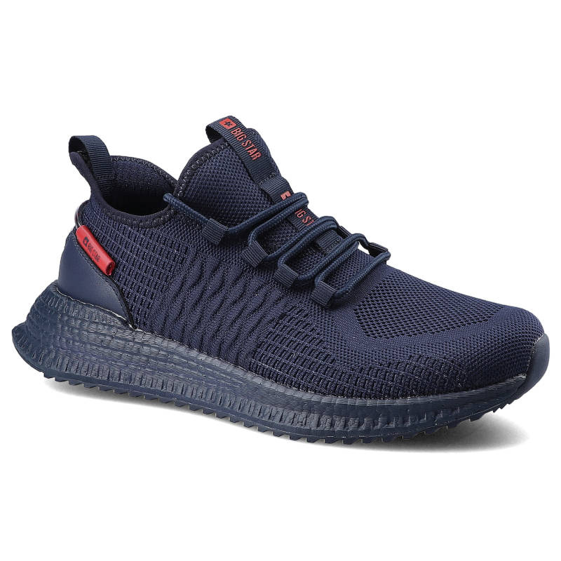 Sneakersy męskie Big Star, materiał tekstylny o strukturze dzianiny z elastycznym systemem sznurowania wzmocnioną piętą oraz grubą podeszwą o wyraźne