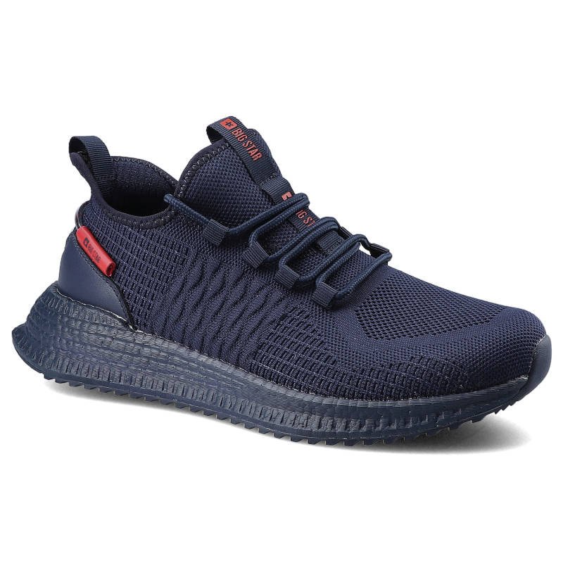 Sneakersy męskie Big Star, materiał tekstylny o strukturze dzianiny z elastycznym systemem sznurowania wzmocnioną piętą oraz grubą podeszwą o wyraźne