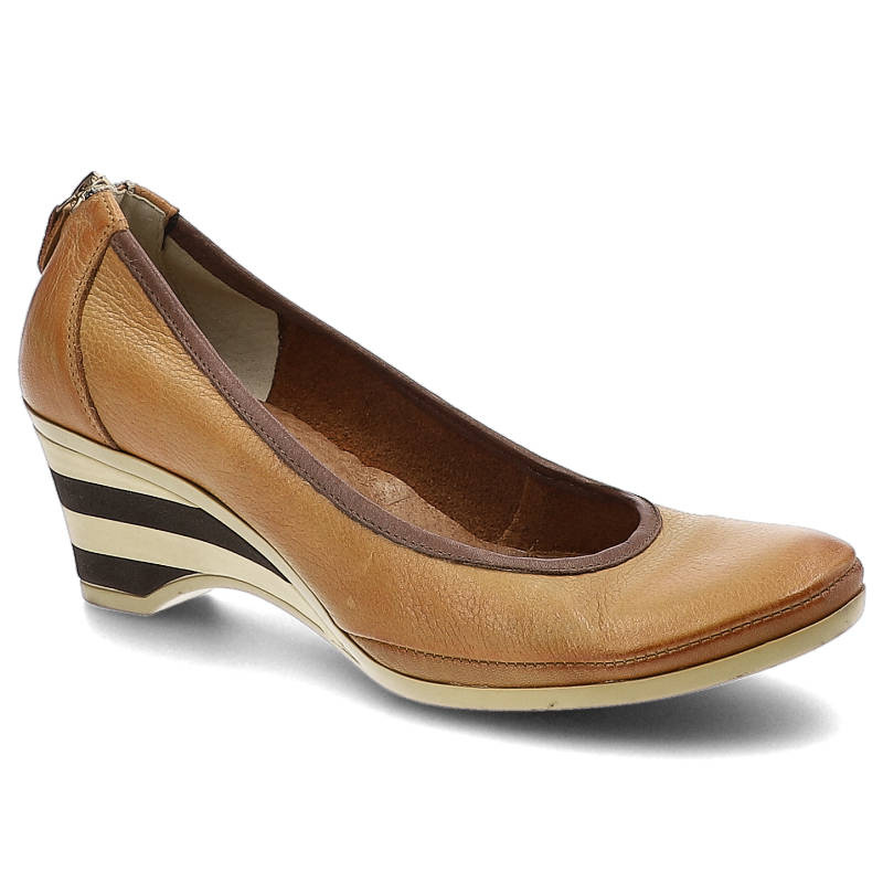 Półbuty damskie Lemar, wsuwane z ozdobnym suwakiem, brązowe, 172F
