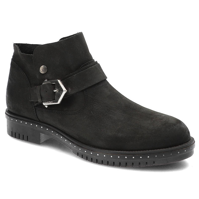 Botki damskie Carinii, wsuwane z elegancką klamrą, czarne, B4201_360-000-PSK-C50