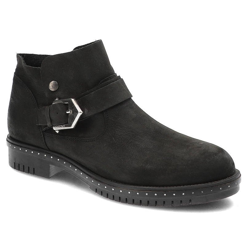 Botki damskie Carinii, wsuwane z elegancką klamrą, czarne, B4201_360-000-PSK-C50
