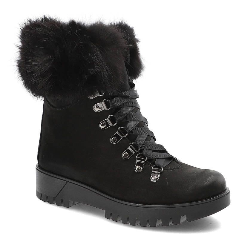 Botki damskie Chebello, ocieplane i sznurowane, czarne, 1809_001-000-POL-S13