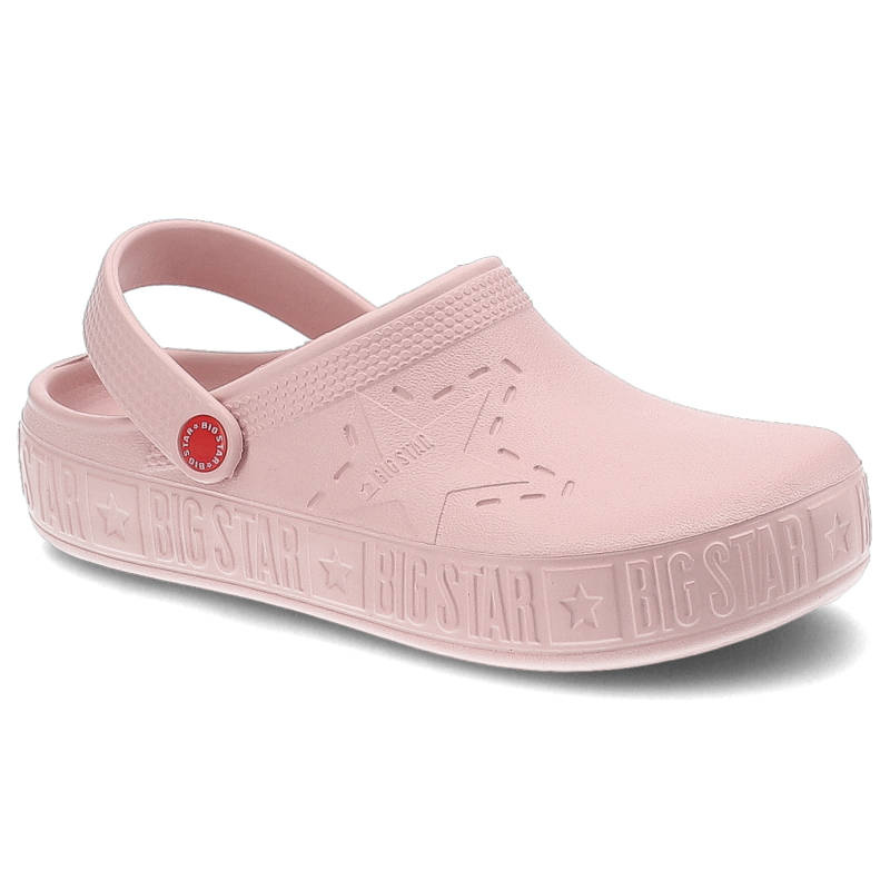 Klapki damskie Big Star, cholewka z tworzywa wsuwana konstrukcja profilowana wkładka gruba podeszwa, róż, II375007