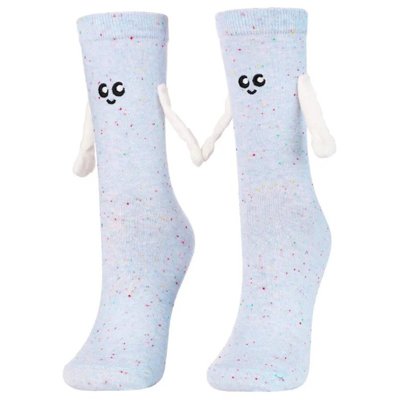 Skarpetki damskie Moraj, bawełniane friendsy z rączkami na magnes wysokie, niebieskie, CSL250-936