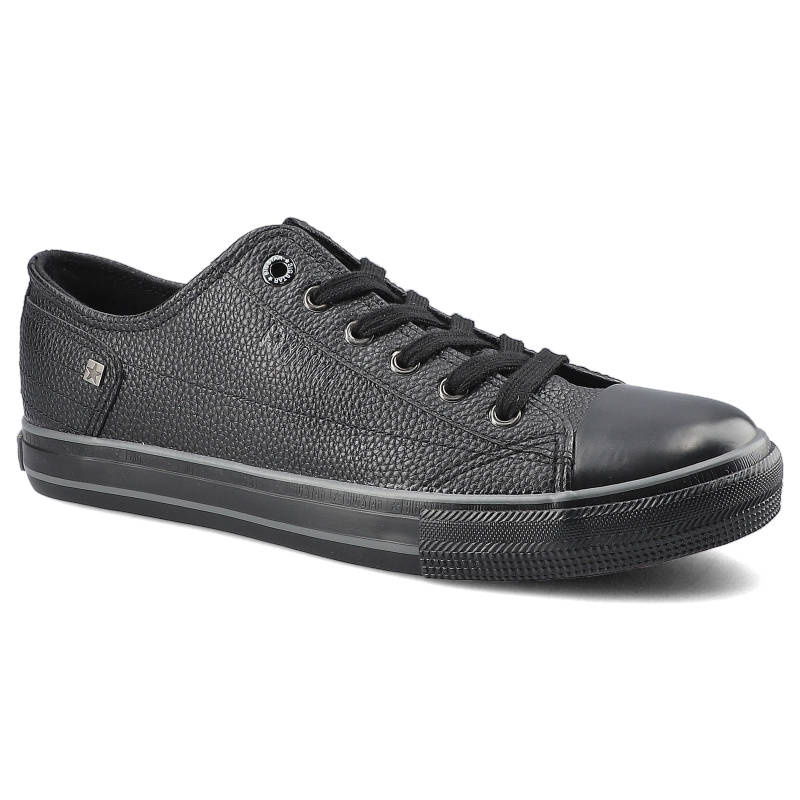 Trampki męskie Big Star, z cholewką z fakturowanej skóry ekologicznej klasycznym sznurowaniem i solidną gumową podeszwą, czarne, II174002