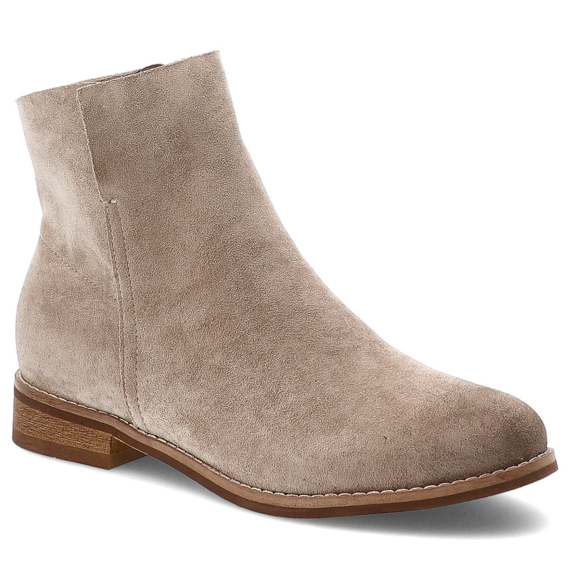 Botki damskie Vinceza, na płaskim obcasie za kostkę z okrągłym noskiem i na zamek, khaki, 39961