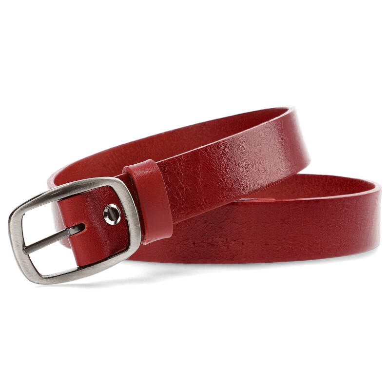 Czerwony Skórzany Pasek Damski Armodo