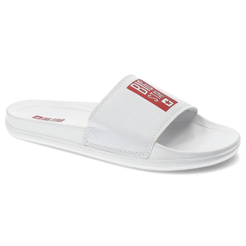 Klapki damskie Big Star, z lekkiego tworzywa syntetycznego z szerokim paskiem na podbiciu oraz profilowaną podeszwą, białe, FF274A365